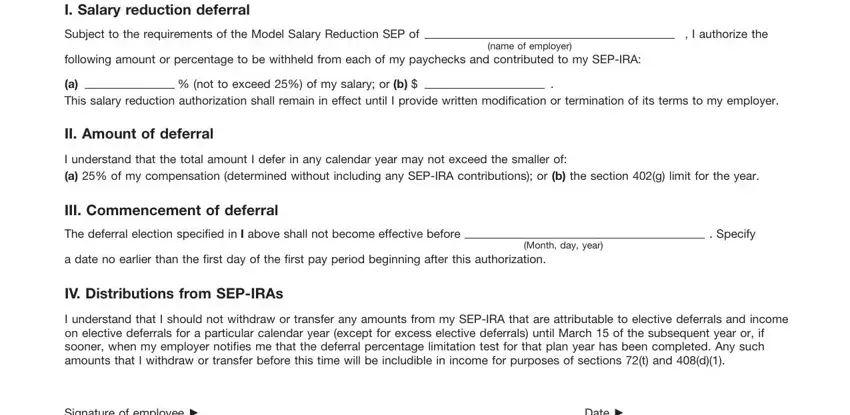 Filling in form 5305 sep step 3