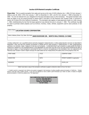 6378 Exemption Certificate Form Preview