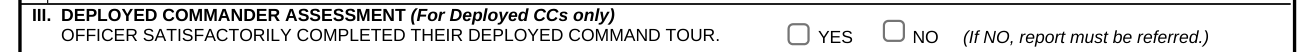 DAF Form 77 example filled out, iII. Deployed commander assessment (For Deployed CCs only)
