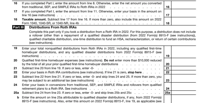 Entering details in form 8606 stage 3