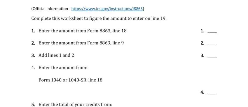 form 8863 credit limit worksheet blanks to consider