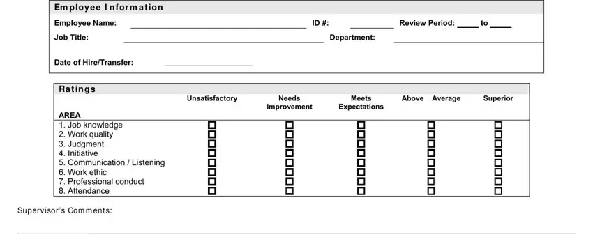 portion of blanks in 90 day probationary period template