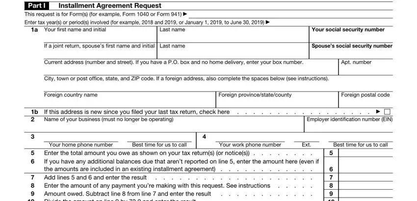 stage 1 to filling out irs form 9465 printable