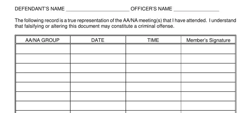 entering details in meeting sign in sheet step 1