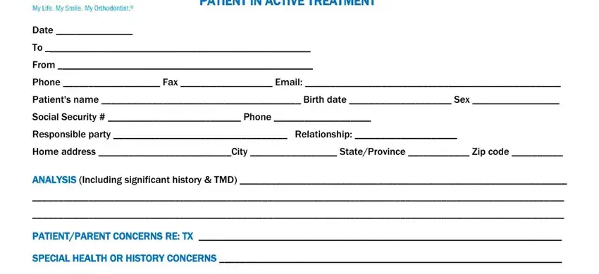 portion of fields in american association of orthodontists transfer form