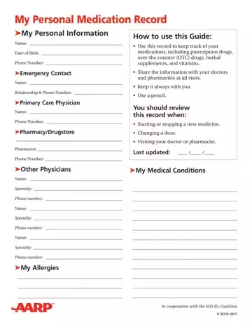 Aarp Medical Record Form Preview