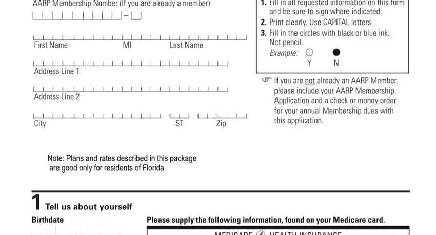 aarp supplement insurance application empty spaces to fill out