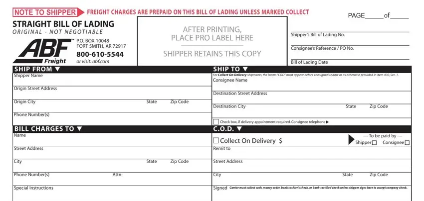 Abf Freight Bill Of Lading ≡ Fill Out Printable PDF Forms Online