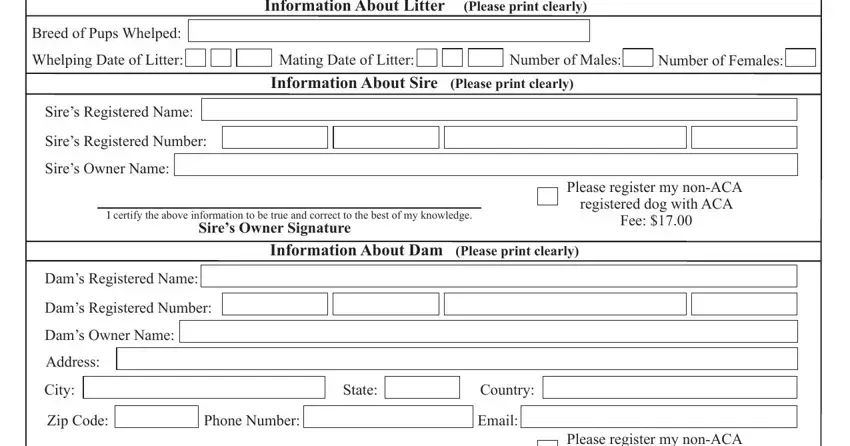 example of gaps in aca litter registration online