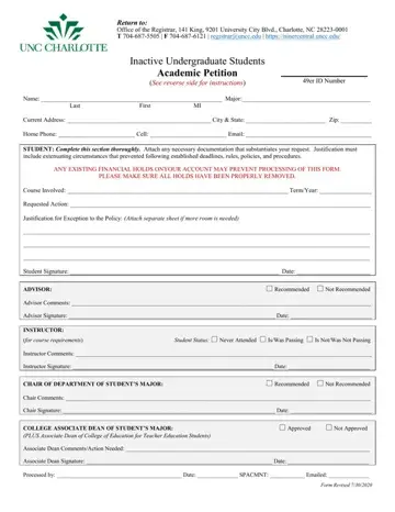 Academic Petition Form Preview