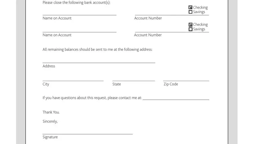 filling out account closing form online stage 1