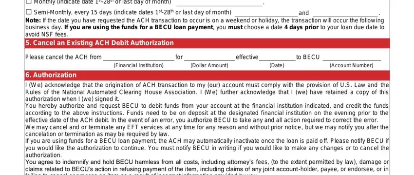 stage 2 to filling out ach debit authorization letter