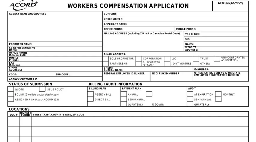 stage 1 to filling out workers compensation acord form
