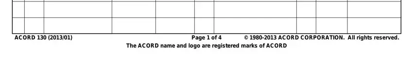 acord 130 fillable 2021 ACORD, Page  of  The ACORD name and logo, and ACORD CORPORATION All rights blanks to complete