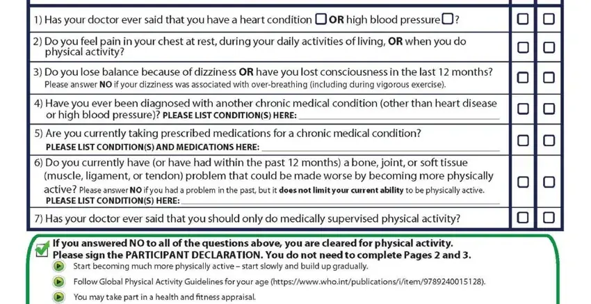 entering details in questionnaire par q form step 1