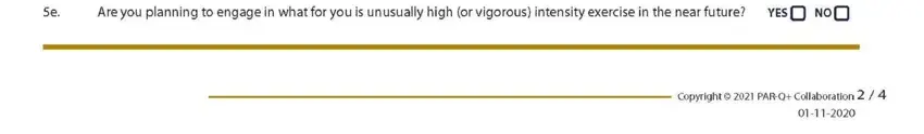 Filling out questionnaire par q form step 5