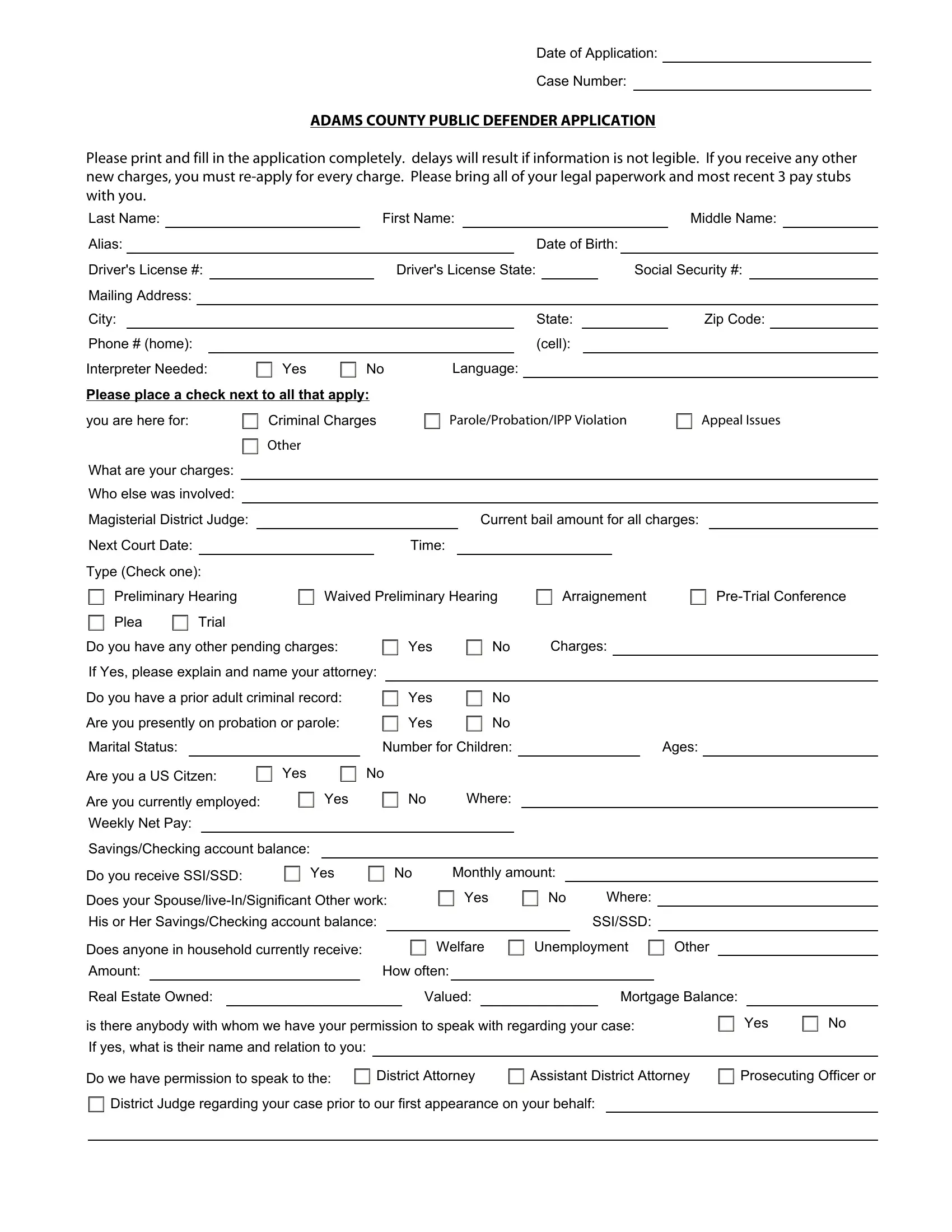 Adams Public Defender Application Form Preview
