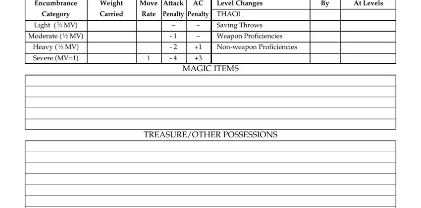 Entering details in ad d 2nd edition character sheet fillable step 5