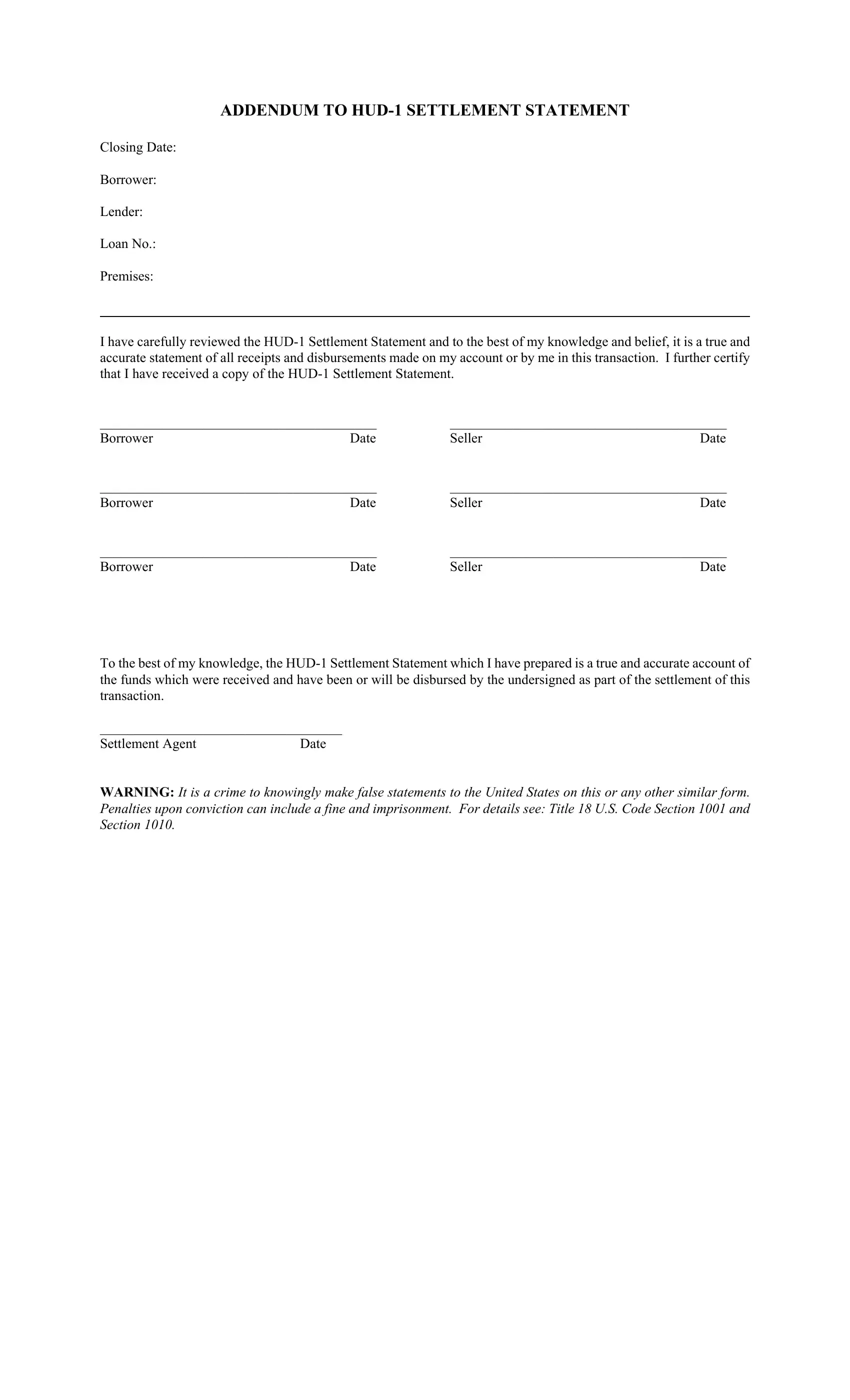 Addendum Hud 1 Form Fill Out Printable PDF Forms Online Addendum Hud 1 Form Fill Out Printable PDF Forms Online