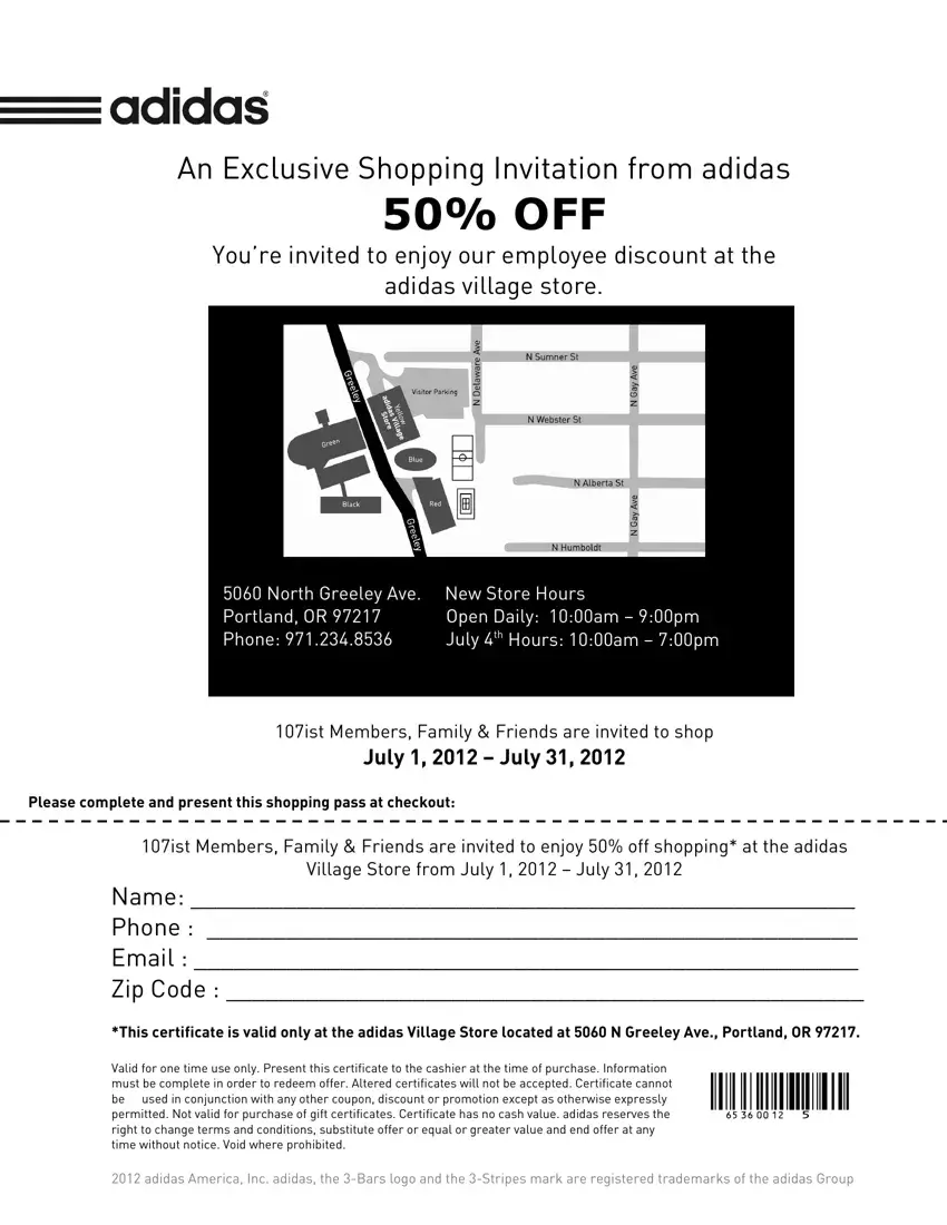 Adidas Employee Store Pass first page preview