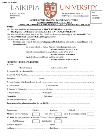 Admission Form Laikipia University Preview