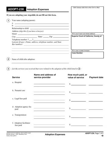 Adopt 230 Form Preview