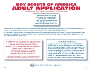 Adult Boy Scouts Application Form Preview