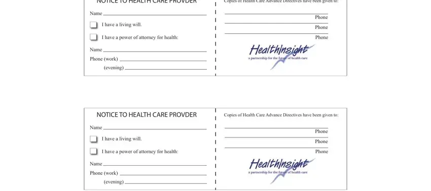 filling in advanced directive vaccine card step 1