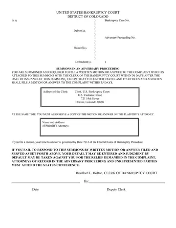 Adversary Complaint Form Preview