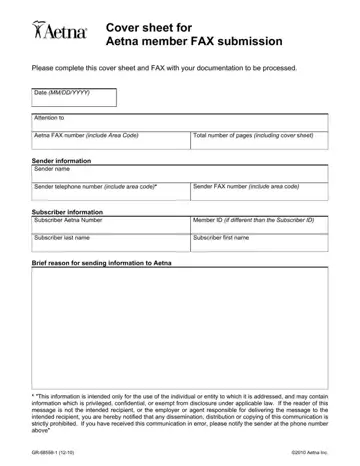 Aetna Cover Sheet Form Preview