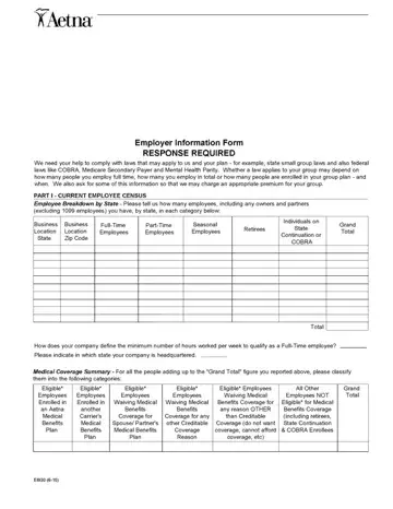 Aetna Employer Verification Form Preview
