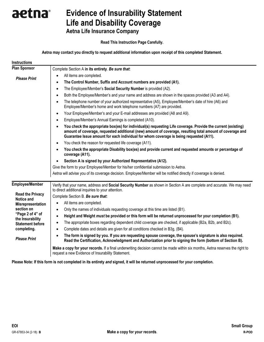 Aetna Eoi Form first page preview