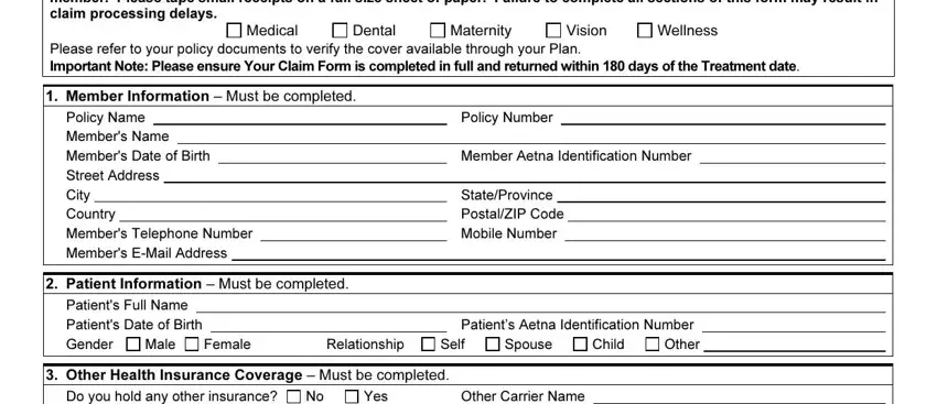 aetna claim forms for medical fields to complete