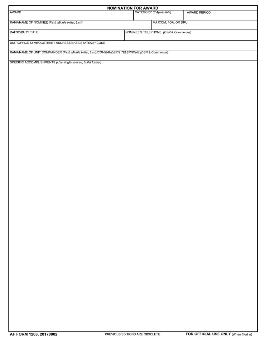 Af Form 1206 first page preview