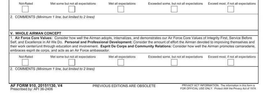 Filling out air force epr form stage 2