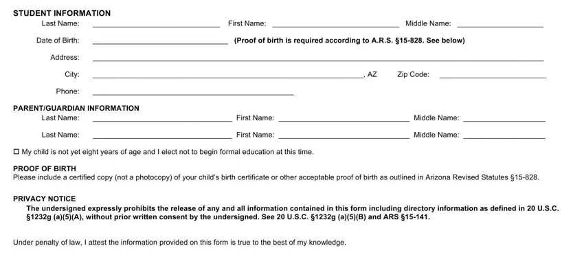 step 1 to filling out homeschool maricopa county