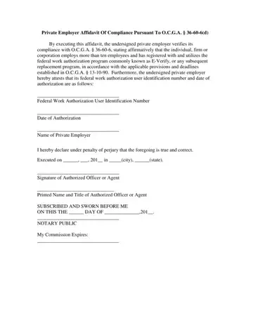 Afidavit Employer Form Preview