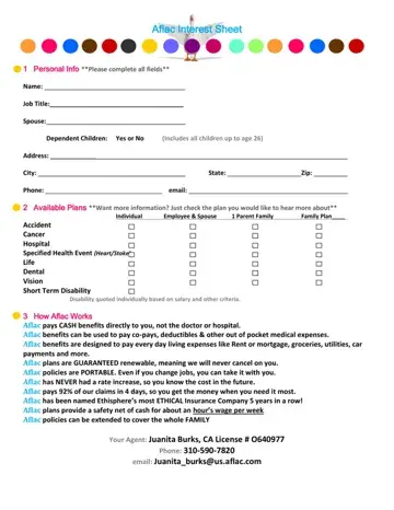 Aflac Interest Form Preview