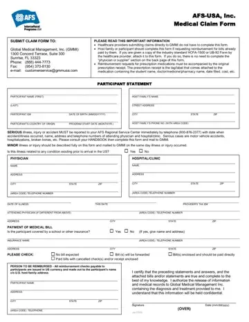 Afs Medical Claim Form Preview
