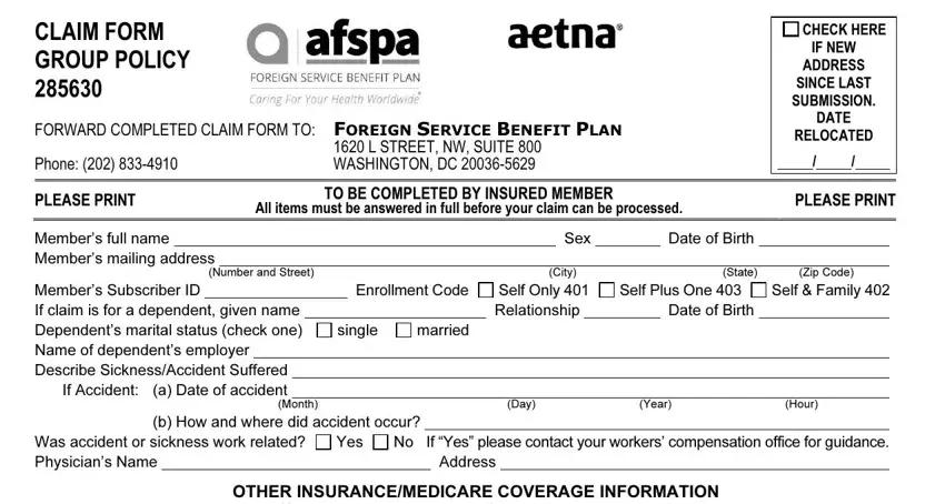 part 1 to writing afspa insurance claim form