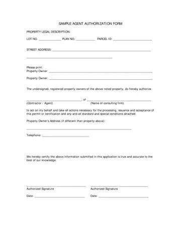 Agent Authorization Form Preview