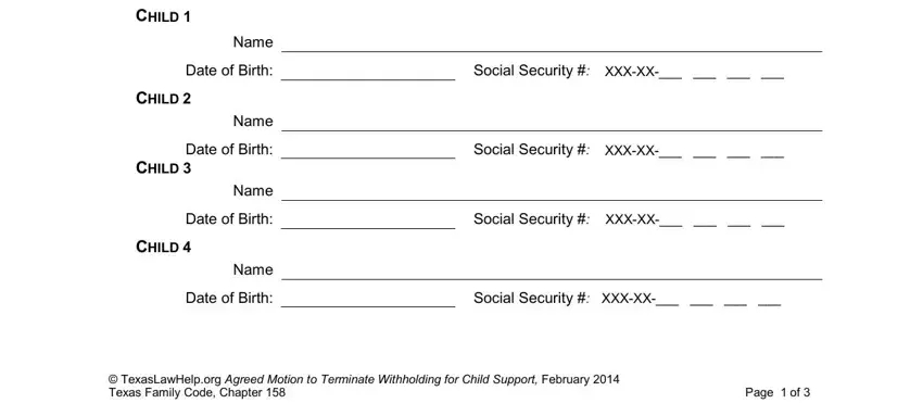 Filling in texas child support termination documents stage 2