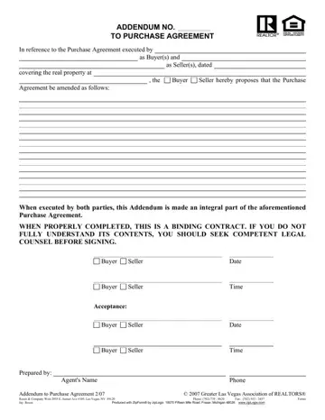 Agreement Addendum Template Form Preview
