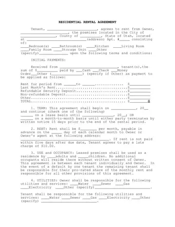 Agreement Utah Form Preview