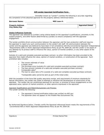 Air Appraisal Certification Form Preview