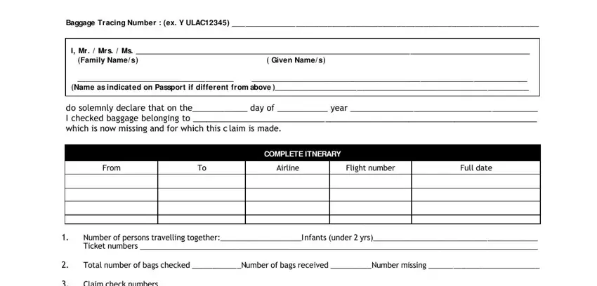 Air Canada Baggage Claim Fill Out Printable PDF Forms Online