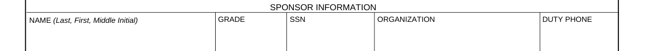 DAF Form 1168 example filled out, sponsor information
