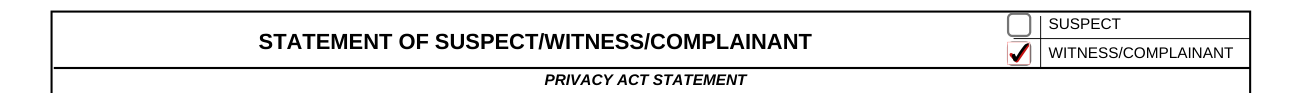 DAF Form 1168 example filled out, suspect or Witness/Complainant