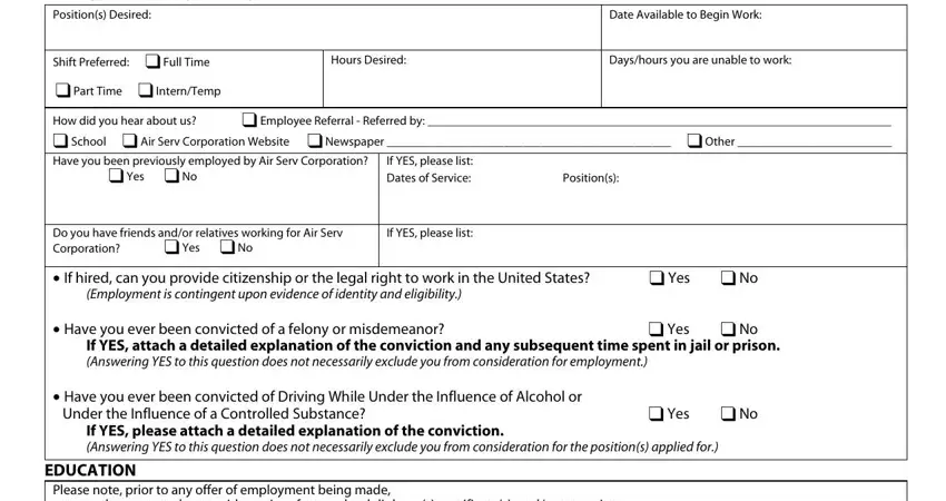 Filling out air serv jobs airport step 3
