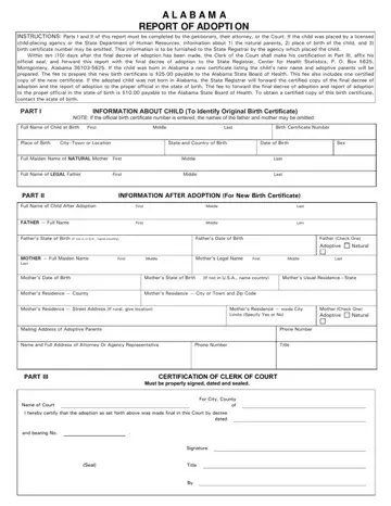 Alabama Adoption Report Form Preview